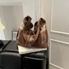 Moda Xadrez Outono e Inverno Bolsa de Lã Suede Costura Retrô Bolsa Tote Estilo Ins Bolsa de Ombro Único Transversal Tendência de Roupa de Trabalho