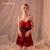 Zi Fun Nuevo Estilo Puro Deseo Tirantes Camisón Mujer Color Sólido Sexy Encaje Escote en V Profundo Encaje Camisón Conjunto de Ropa para el Hogar 6149