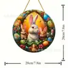 Letrero de Madera de Pascua con Conejo Letrero de Bienvenida para Puerta Venta al por Mayor Decoración de Pared de Atmósfera Festiva Decoración de Pared Artesanía de Madera