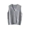 Estilo doce e feminino! Colete de lã fofo para mulheres, suéter sem mangas em lã e cashmere em camadas com decote V para o início do outono