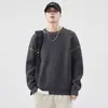 Ropa de Hombre Fengshe / Suéter de Punto Falso de Dos Piezas para Hombre Otoño e Invierno Cuello Redondo Holgado Jersey Suéter de Lana Costura Expuesta Retro Japonés