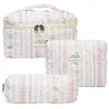 Bolsa Cosmética Portátil Grande Capacidade Floral Pequeno Armazenamento Algodão Acolchoado Portátil Flores Fofas Ins Viagem Estudantes