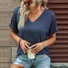 Amazon 2026 Verano Moda Femenina Europea y Americana Transfronteriza Nuevo Top Camiseta de Manga Corta con Cuello en V Primavera-Verano