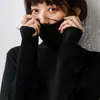 Suéter de Cuello Alto de Punto Corto con Cuello de Pila, Camiseta Básica de Color Puro para Mujer, Estilo Coreano, Manga Larga, para Otoño e Invierno