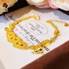 Pulseira de Cabaça Moeda Borboleta Gravada a Laser com Alta Retenção de Cor, Mesmo Estilo da Loja de Ouro, Pulseira de Pônei Trevo de Quatro Folhas Deslumbrante Dourado Areia Atacado