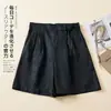 Fotos Reales de Pantalones Cortos de Pierna Ancha de Algodón y Lino para Verano para Mujer Retro Sueltos Adelgazantes Casual Talla Grande Pantalones de Mujer Algodón y Lino Pantalones Delgados
