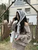 Uma variedade de saia de gaze de renda de design original de nicho da Coreia do Sul, cortina de renda para bumbum, lenço triangular, lenço de renda ondulada para mulheres, decoração