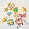 Colgante de Corazón con Goteo de Aceite de Acero Inoxidable Mariposa Flor Caracola Estrella de Mar Colgante Estilo Exagerado DIY Accesorios para Collar Pendientes