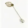 Broche de acero inoxidable con forma de disco de cadena de hoja de aleación de estilo coreano, hecho a mano, pequeño accesorio de joyería