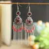 Brújulas Redondas Exóticas Transfronterizas Europeas y Americanas Pendientes Largos Estilo Chino Pendientes Elegantes con Borlas Retro Europeos y Americanos