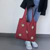 Bolsa de Lona Pequena Fresca Artística de Flores Verão Ombro Portátil Estudante Simples Viagem Ins Bolsa de Compras Japonesa Bolsa de Pano