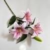 3 Flores 1 Botão Buquê Artificial de Lírios Flores de Seda Decoração de Sala de Estar Arranjo Floral de Casamento em Estoque Pequeno Buquê Individual Lírios