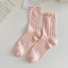 Calcetines Deportivos Blancos de Primavera y Otoño para Mujer a Rayas de Dos Barras Estilo Académico de Media Caña Calcetines Cortos de Estudiante Estilo Coreano ins Trendy