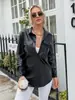 Moda casual europeia e americana manga longa slim tendência de personalidade outono e inverno 2024 novo casaco de couro com lapela e zíper de rua