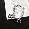 Ins Pulsera de Acero de Titanio con Hebilla Ot en Forma de Corazón Mosaico Tablero de Ajedrez Blanco y Negro Europeo y Americano para Hombres y Mujeres Joyería de Mano Moderna Hip-Hop Corazón