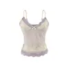 Top camisola sexy com decote em V profundo nas costas e detalhes em renda para mulheres, perfeito para o verão, com um estilo puro e sedutor, corte justo e comprimento curto, ideal para usar como peça externa.