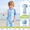 Maiô Infantil Lemon Baby Peça Única para Meninos e Meninas, Proteção Solar Manga Curta, Roupa de Banho e Fonte Termal Duas Peças para Crianças Pequenas