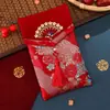 Tela de Brocado de Lujo para Boda, Sobre Rojo con Carácter de Bendición, Bolsa de Sobre Rojo para Ceremonia de Té de Boda, Paquete Rojo de Tela de Tamaño Grande