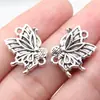 18x15mm 2.3g Plata Antigua DIY Accesorios para Collar Pulsera Colgante de Mariposa Doble Cara