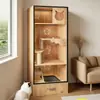 Casa para gatos de madera maciza con varios niveles, jaula para gatos, armario para gatos, caja de arena con inodoro, villa cerrada para gatos en interiores adecuada para todas las estaciones