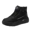 Botas Martin de cano alto de algodão simples para inverno para homens, botas de neve forradas com fleece e espessadas, botas de trabalho confortáveis com sola grossa, estilo masculino