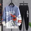 Traje deportivo de ocio para hombre, primavera y otoño, nueva marca de moda, suéter, traje guapo a juego para hombres, niños, adolescentes