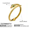 Pulseira Aberta Cobra do Vento Exótica, Banhada a Ouro 18K, Aço Inoxidável 316L com Zircônia Verde, Bracelete de Luxo Leve Feminino