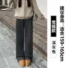 Pantalones Deportivos Blancos y Grises para Mujer, Otoño/Invierno 2025 Nuevos de Cintura Alta de Pierna Recta Forrados de Polar Engrosados de Lana de Cordero de Pierna Ancha Casuales