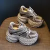Zapatillas Dad con Plataforma para Mujer 2026 Primavera Nuevas Populares Versátiles con Pedrería Plataforma Suela Gruesa Deportivas Casuales para Mujeres Bajitas