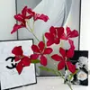 Flores Artificiais Vermelhas, Flores Artificiais Bordô, Flores Artificiais Phalaenopsis no Atacado, Flores de Casamento, Flores de Chão para Casamento