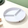Prato de Jantar Redondo Doméstico com Três Compartimentos, Prato de Jantar Quantitativo para Redução de Gordura, Salada de Frutas, Bife, Sobremesa, Massa, Prato Divisória para Lanches
