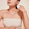Conjunto de Joyería de Collar y Pulsera de Acero Inoxidable Color Natural con Piedras Naturales Estilo Bohemio Transfronterizo Nuevo Irregular para Mujer