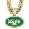 Transfronterizo Nueva Moda Personalidad Jet JETS Equipo de Rugby Collar Hombres Hip Hop Cadena Cubana Venta al por Mayor