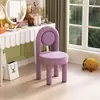 Cadeira de penteadeira para quarto na cor creme, banqueta popular para maquiagem e nail art, cadeira de luxo leve, adequada para quartos de meninas, design simples e estiloso
