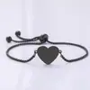 Pulsera ajustable retráctil de acero inoxidable 304 de AliExpress, con diseño de corazón para mujer, con letras DIY y grabado de sombras.