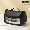 Bolsa organizadora de cosméticos, portátil, con asa, con diseño transparente para ver fácilmente, y un compartimento separado para artículos húmedos y secos; bolsa de maquillaje de viaje de gran capacidad