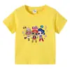 2023 roupas infantis transfronteiriças camiseta infantil de verão de manga curta meninos e meninas desenho animado camiseta básica bebê camiseta de meia manga top da moda