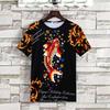 Camisa Masculina de Verão Casual Esportiva Roupa de Verão Solta Seda de Gelo Fina Moderna Combinando Bonita Moderna Individualidade Estampada