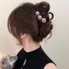 Presilha de Cabelo Redonda Marrom com Pedras para Mulheres, Tamanho Grande, Forte e Antiderrapante, Adequada para Cabelos Grossos, Pode Ser Usada para o Dia a Dia, Acessório de Cabelo Suave