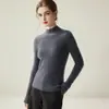Suéter de peça única 100% cashmere sem costura para mulheres, gola semi-alta, pulôver de tricô slim fit, estilo outono e inverno