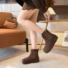 Botines estilo Birkenstock, estilo francés, forrados de felpa, suela gruesa, para mujer, nueva colección invierno 2026, botines Chelsea versátiles, zapatos de algodón cálidos y antideslizantes