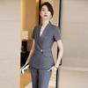 Traje pequeño de verano delgado para negocios gris de manga corta vestido gerente de catering de hotel capataz overol mujeres