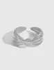 Anillo de Plata de Ley S925 Versión Coreana para Mujer, Diseño de Nicho con un Estilo Minimalista Fresco, Anillo Abierto Ajustable
