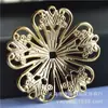 Acessórios de Joias DIY Feitos à Mão Cobre 24K 32*32mm Peça de Flor Tridimensional Grampo de Cabelo Broche Material Nupcial A446