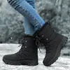 Botas de Neve Femininas Acolchoadas Sapatos Quentes de Algodão Resistentes ao Desgaste Esportivos para Exterior Cano Alto com Cadarço Tamanho Grande Botas Femininas Transfronteiriças