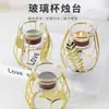 Venta al por mayor transfronteriza de portavelas de vidrio multiusos electroplateados de lujo ligero, tazas para velas de aromaterapia, adornos decorativos de cristal, macetas hidropónicas