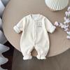 [grueso con forro polar] mameluco de bebé otoño e invierno ropa de escalada sin costuras pijama de bebé manga larga cálido para salir