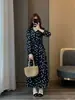 ¡Línea de Lujo Ligero Zedaijiayi! Vestido largo de algodón transparente retro clásico francés con cuello en V y cinturón para mujer, para primavera y verano