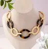 Colar Geométrico Circular Patchwork Estilo Boho Feminino Retrô Estampa de Leopardo Sexy Doce e Picante Estilo Colar Atacado