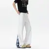 Pantalones Deportivos de Moda para Hombre con Parches a Cuadros, Pantalones Deportivos de Pierna Recta, Tallas Grandes, Pantalones Acampanados Sueltos Casuales Estilo Americano para Hombre